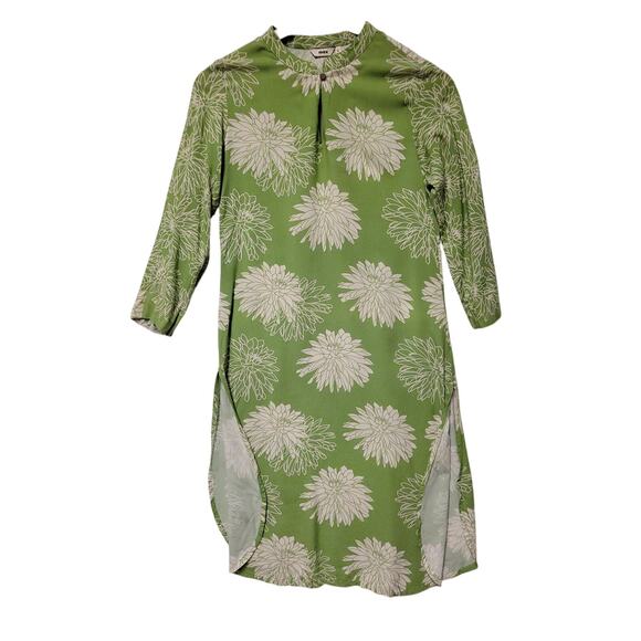 Max Floral Printed Straight Kurta Tunic‎ Dress Spring Summer Artsy Green Size S - Picture 1 of 8